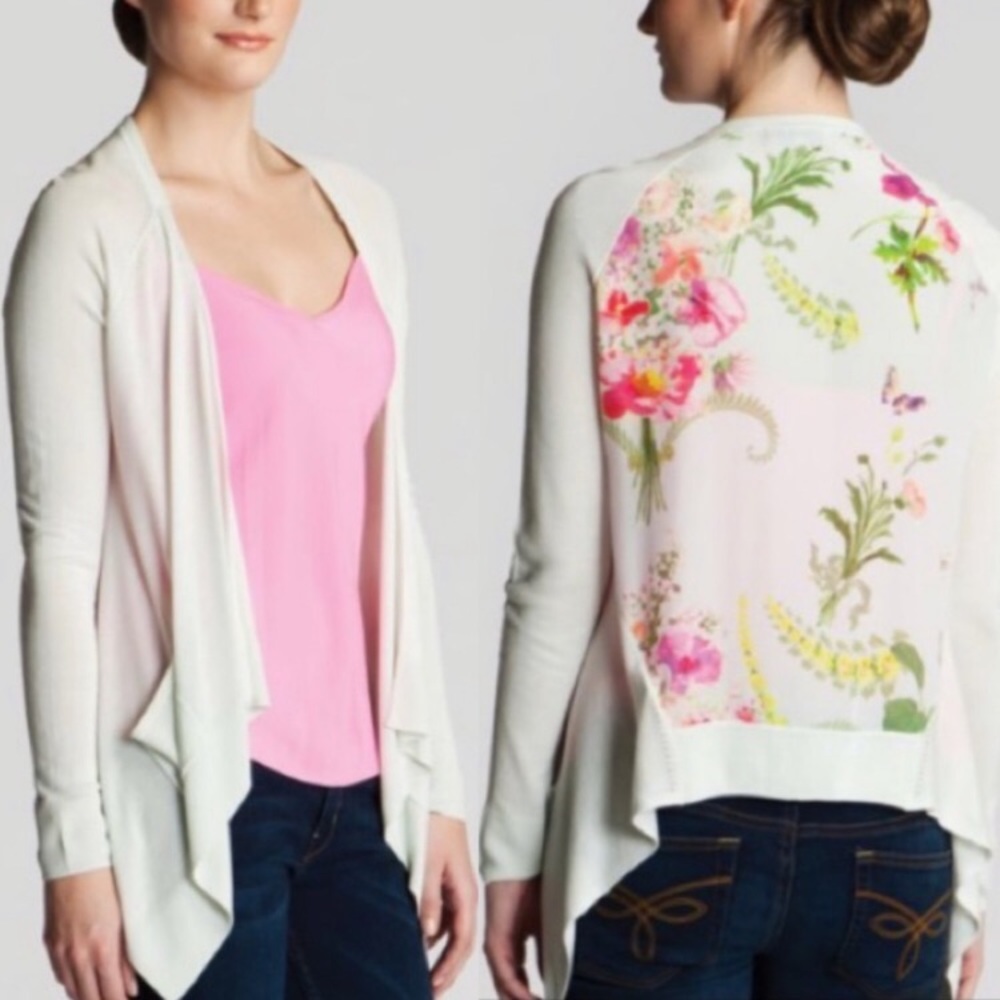 Ted Baker Floral Print White Cardigan